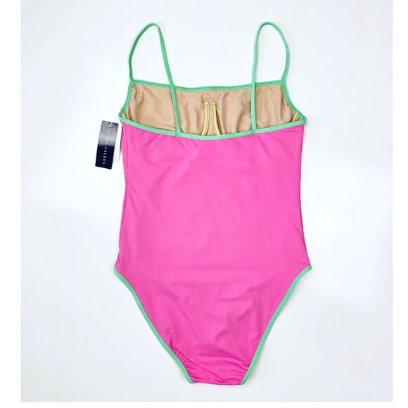 Ralph Lauren Pink and Green One Piece Swimsuit - Picture 2 of 10